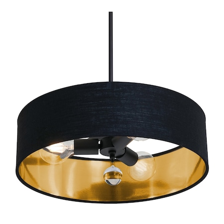 Afx Celine Pendant, 18 in., Black Finish, Black/Gold Shade CLNP18MBBK-BKGD